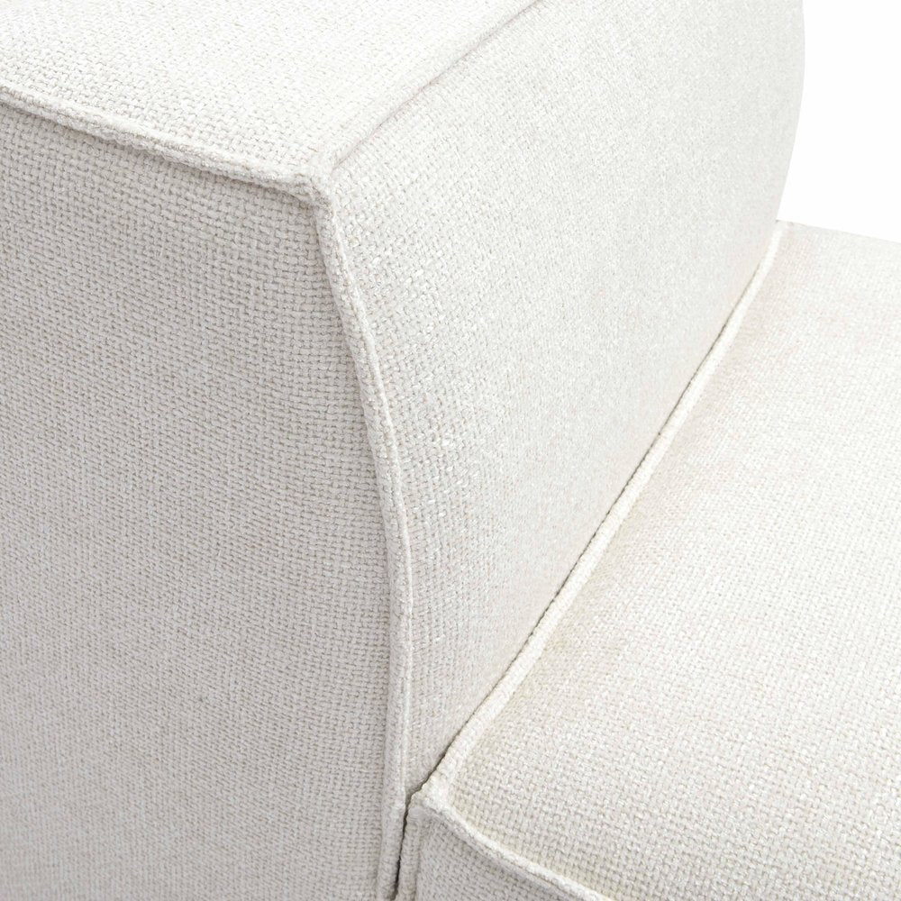 Mindy Cream Chenille Basketweave Armless Chair