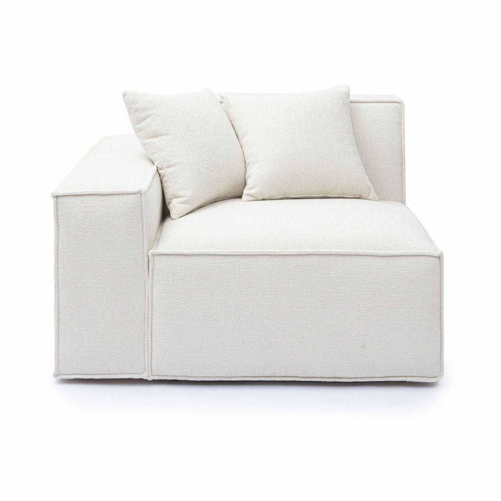 Mindy Cream Chenille Basketweave LAF Corner Chair