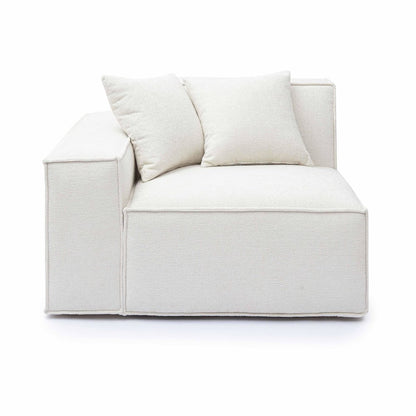 Mindy Cream Chenille Basketweave LAF Corner Chair