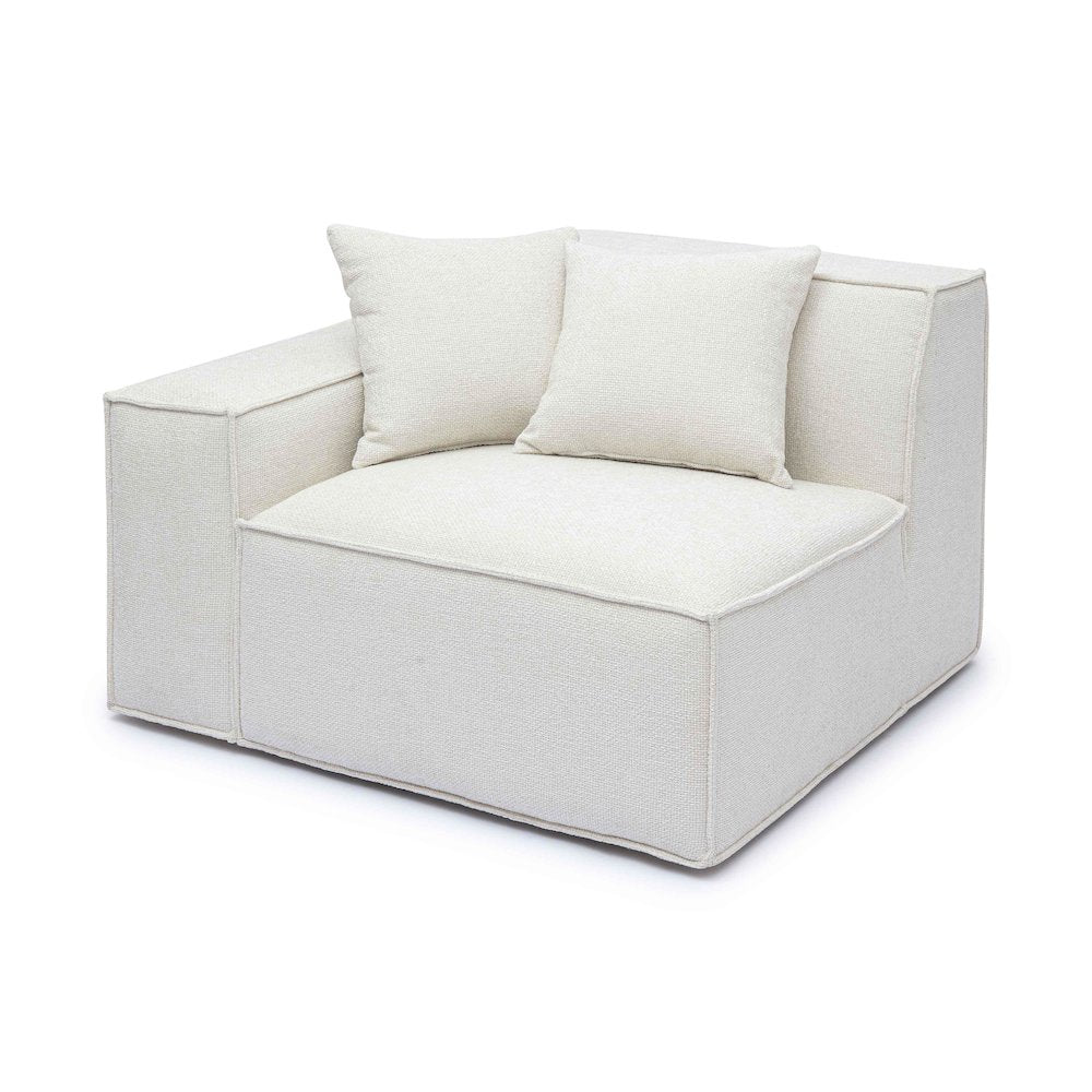 Mindy Cream Chenille Basketweave LAF Corner Chair