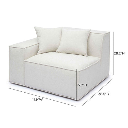 Mindy Cream Chenille Basketweave LAF Corner Chair