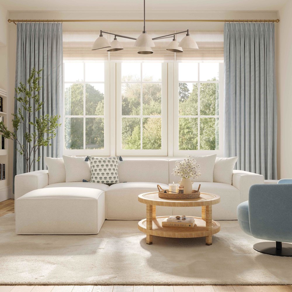 Mindy Cream Chenille Basketweave Modular Sectional