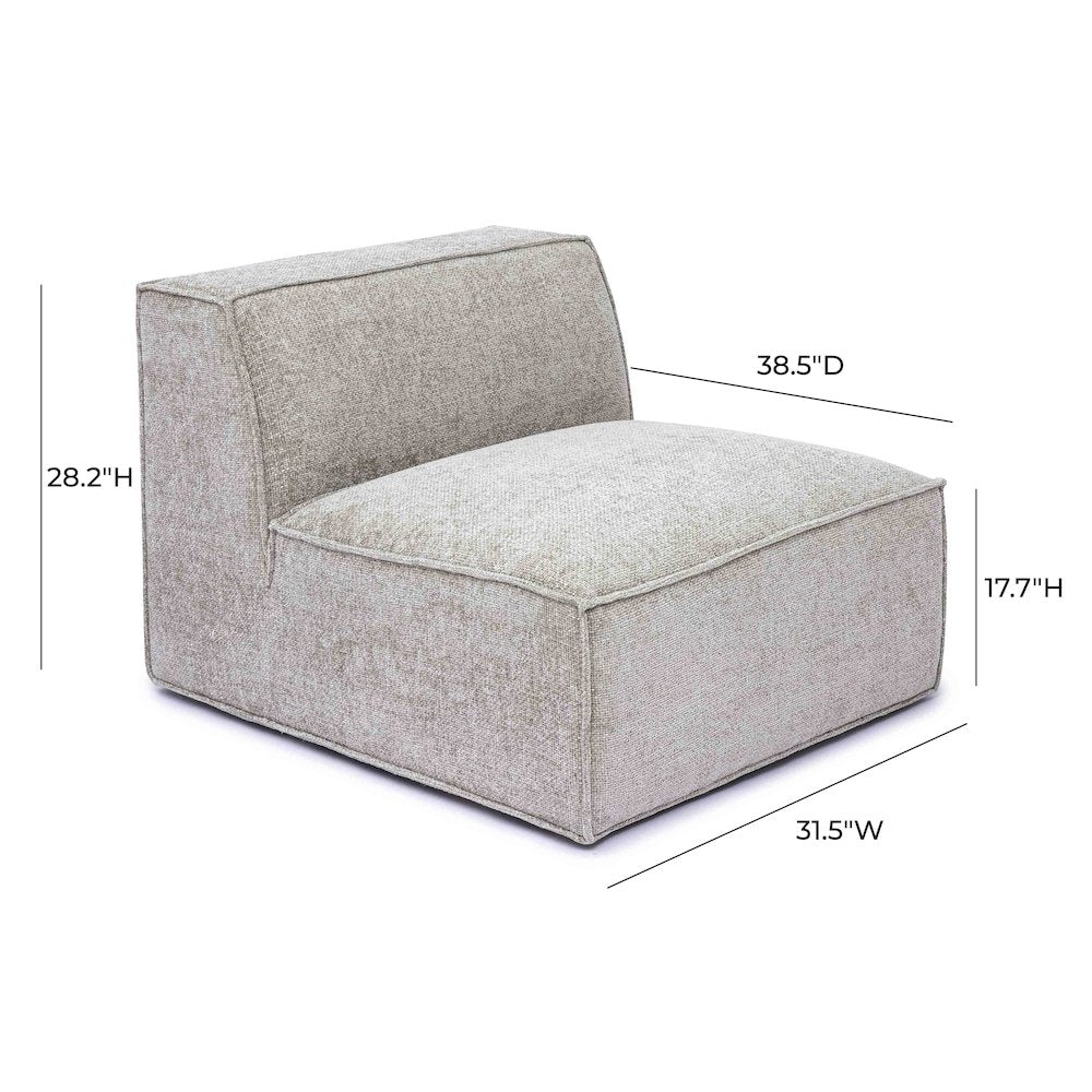 Mindy Taupe Chenille Basketweave Armless Chair