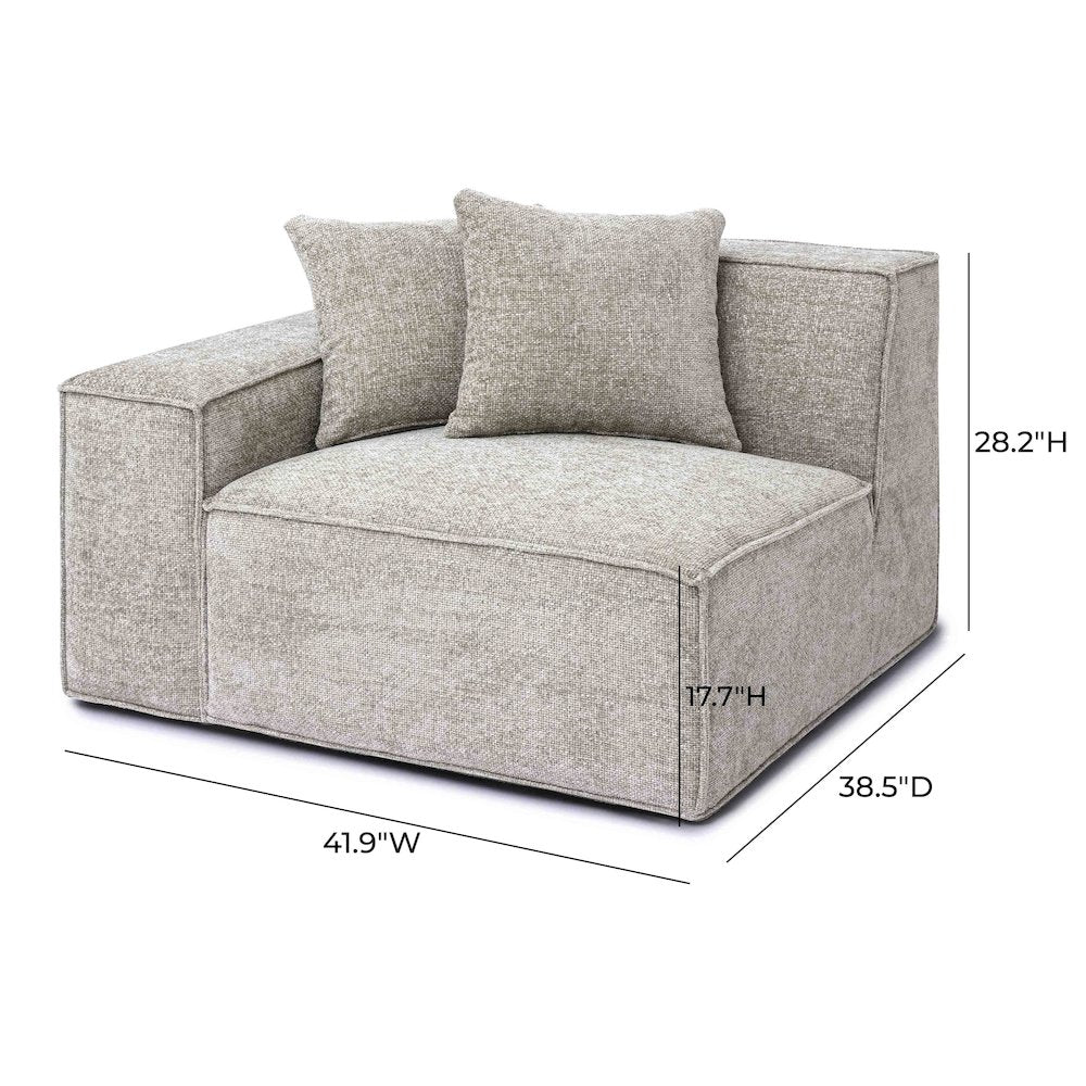 Mindy Taupe Chenille Basketweave LAF Corner Chair