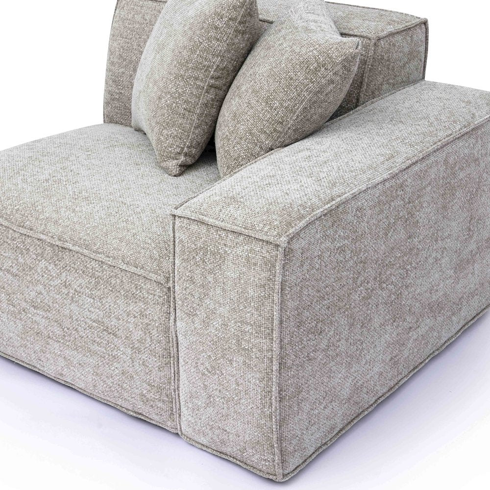 Mindy Taupe Chenille Basketweave RAF Corner Chair