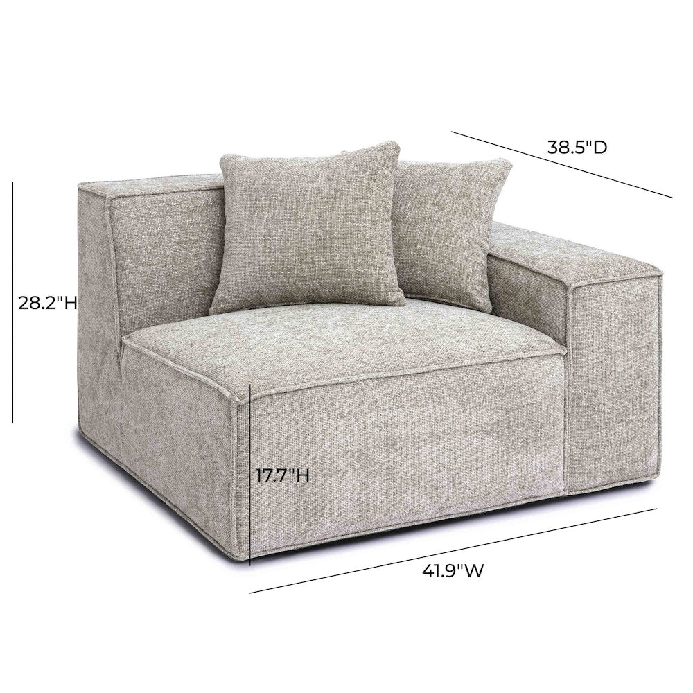 Mindy Taupe Chenille Basketweave RAF Corner Chair