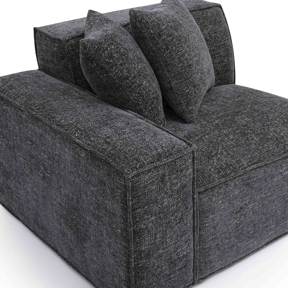 Mindy Charcoal Chenille Basketweave LAF Corner Chair