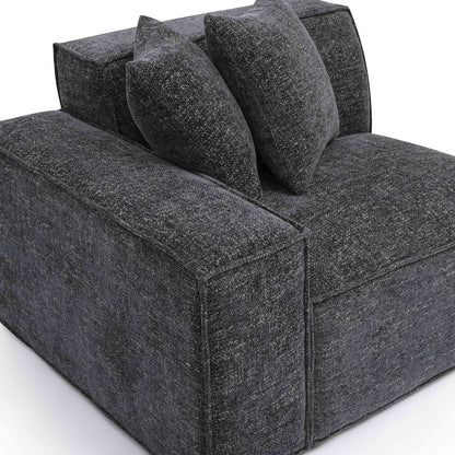 Mindy Charcoal Chenille Basketweave LAF Corner Chair