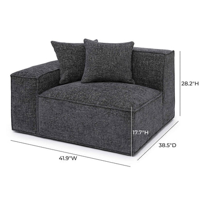 Mindy Charcoal Chenille Basketweave LAF Corner Chair