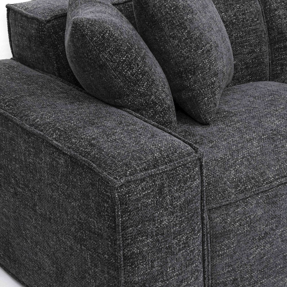 Mindy Charcoal Chenille Basketweave Modular Sectional