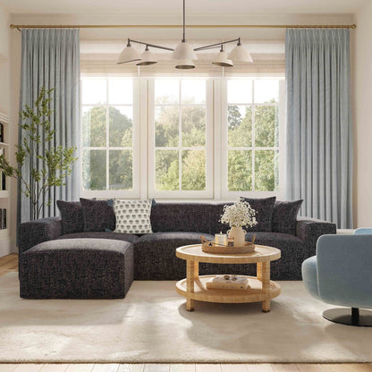 Mindy Charcoal Chenille Basketweave Modular Sofa