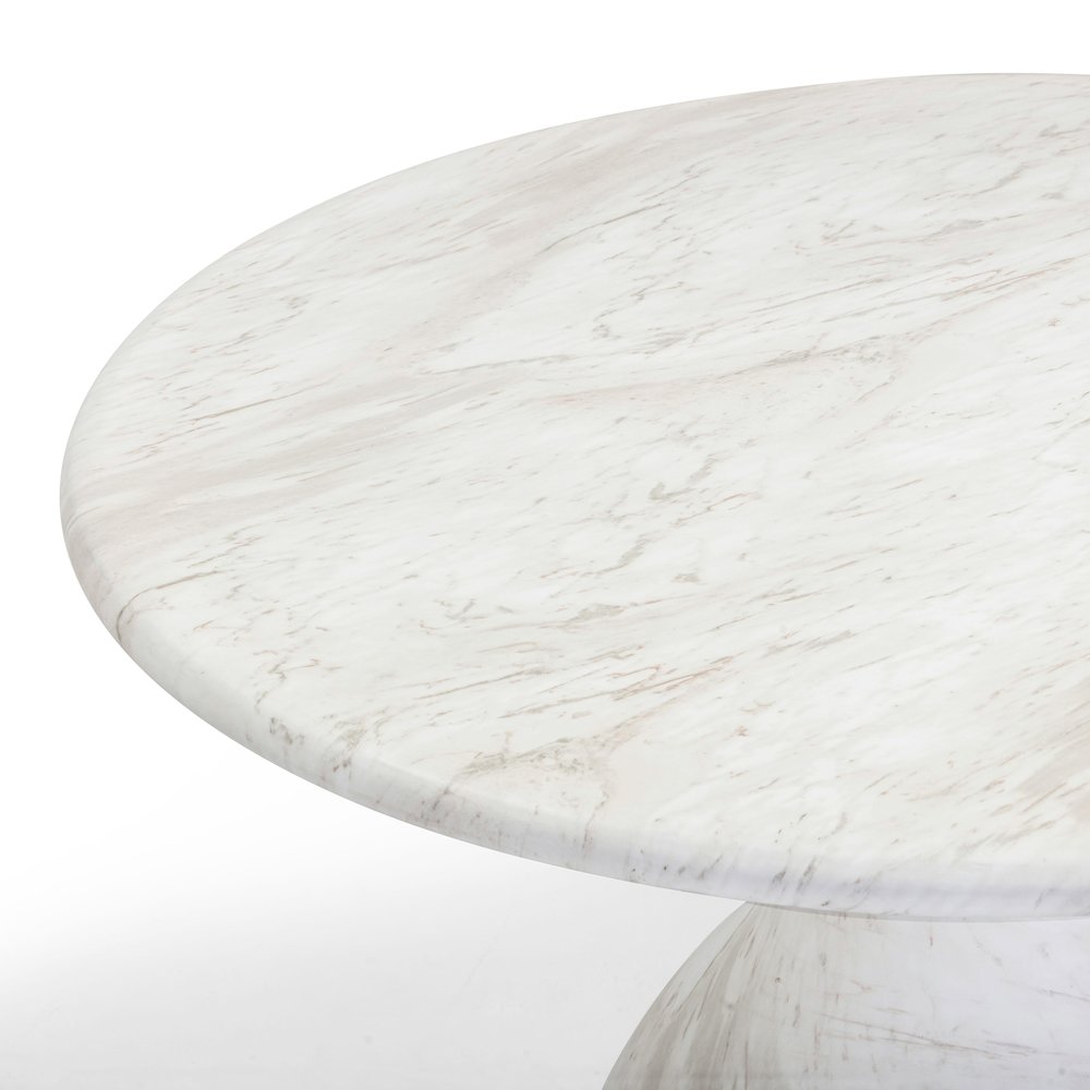 Smooch White Faux Marble Print Indoor / Outdoor 47" Round Dining Table