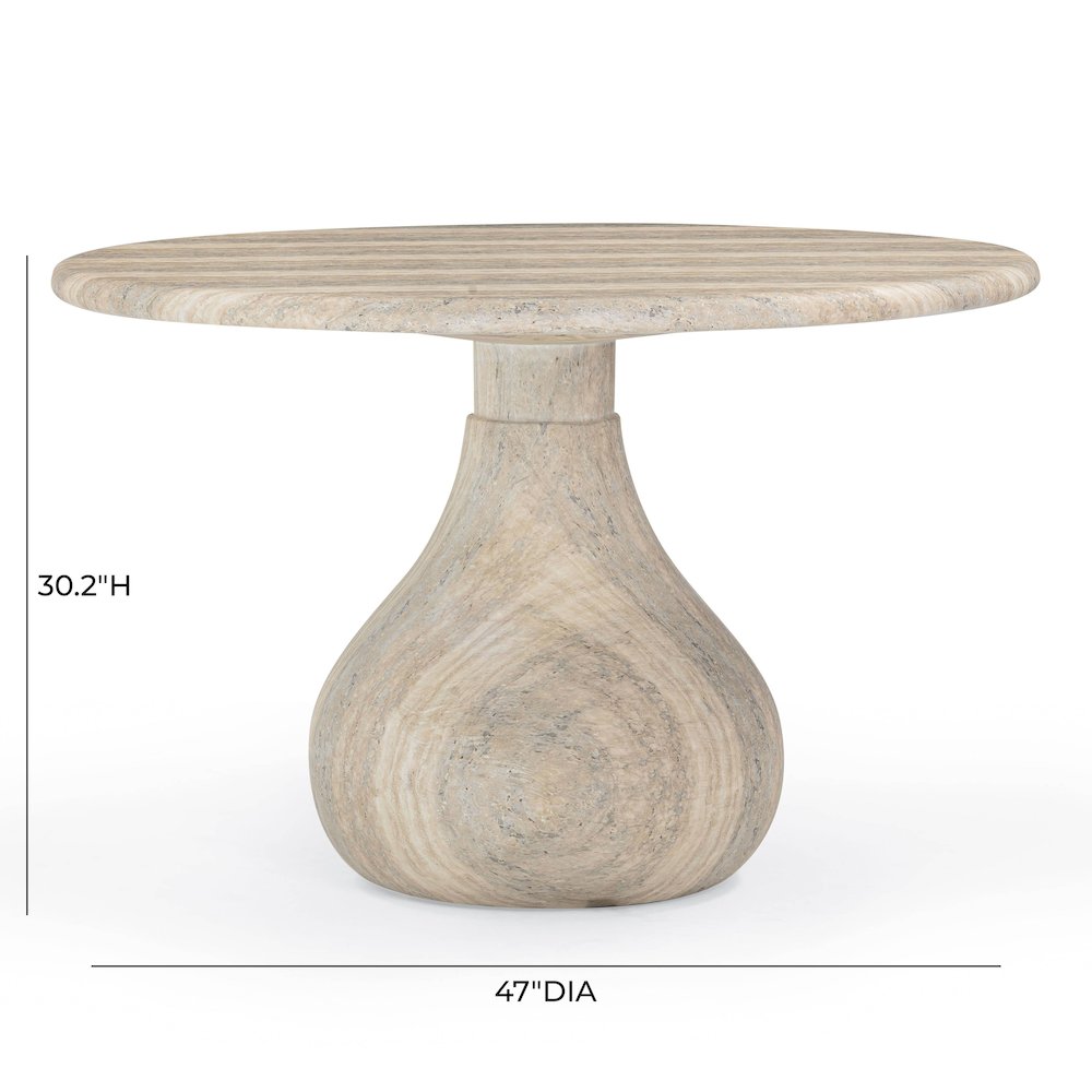 Smooch Faux Travertine Indoor / Outdoor 47" Round Dining Table