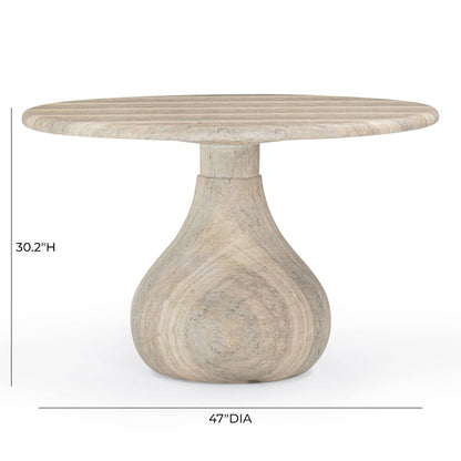 Smooch Faux Travertine Indoor / Outdoor 47" Round Dining Table