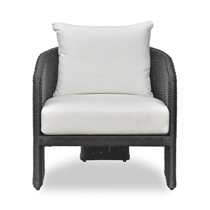 Alexa Black Rattan Performance Fabric Outdoor Armchair