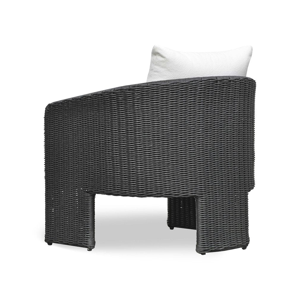 Alexa Black Rattan Performance Fabric Outdoor Armchair