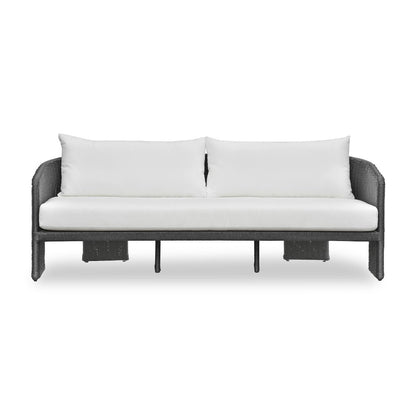 Alexa Black Rattan Performance Fabric Outdoor Sofa
