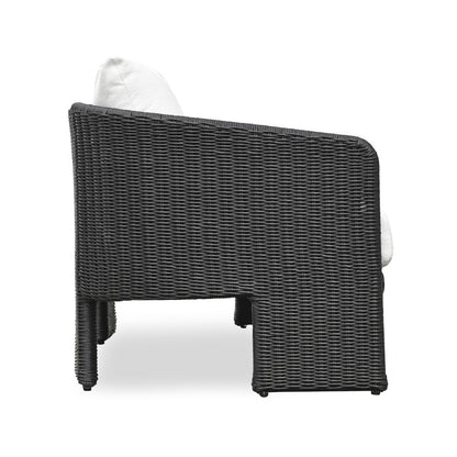 Alexa Black Rattan Performance Fabric Outdoor Sofa