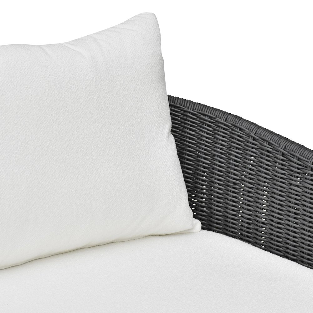 Alexa Black Rattan Performance Fabric Outdoor Sofa