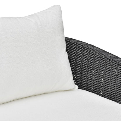 Alexa Black Rattan Performance Fabric Outdoor Sofa