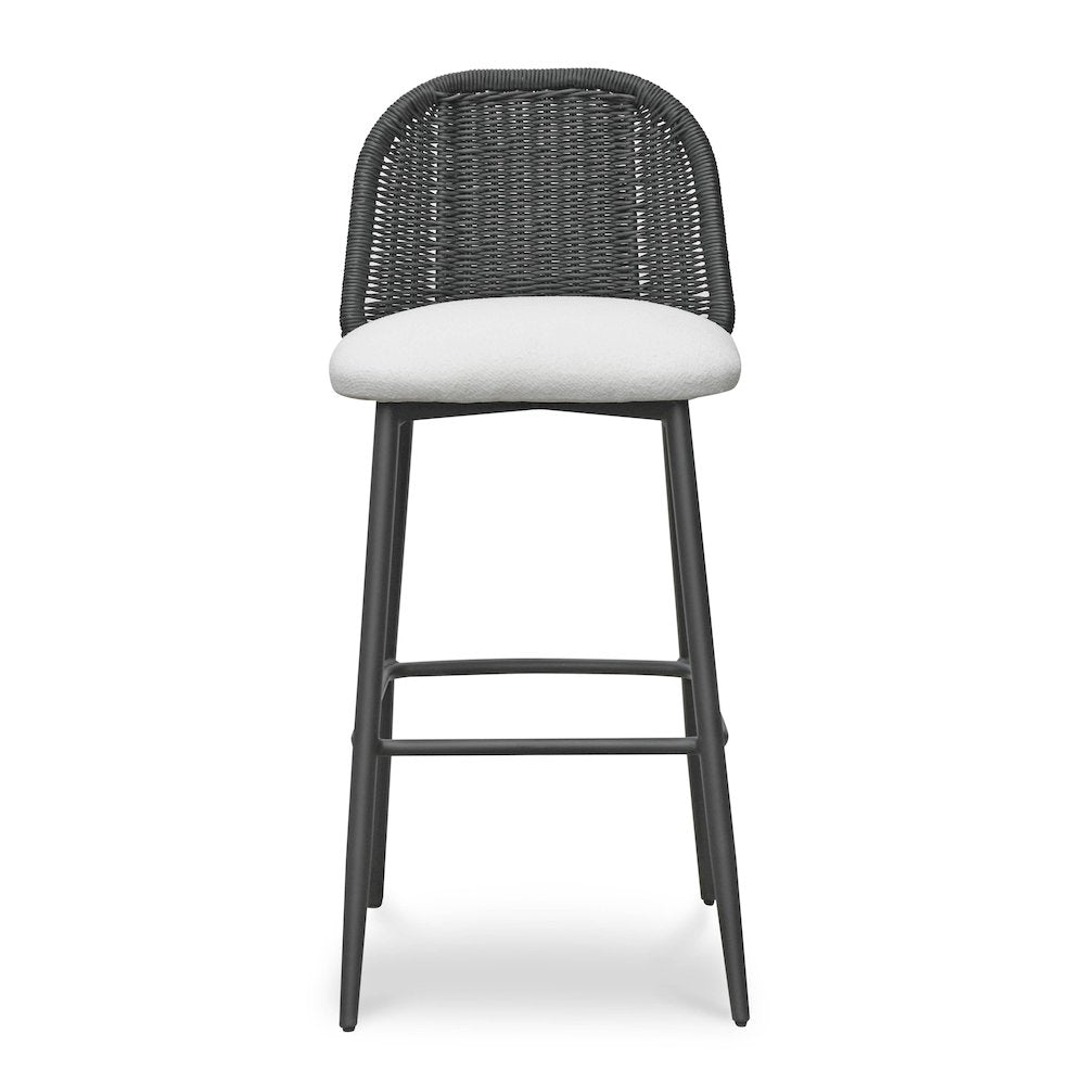 Alexa Black Rattan Performance Fabric Barstool