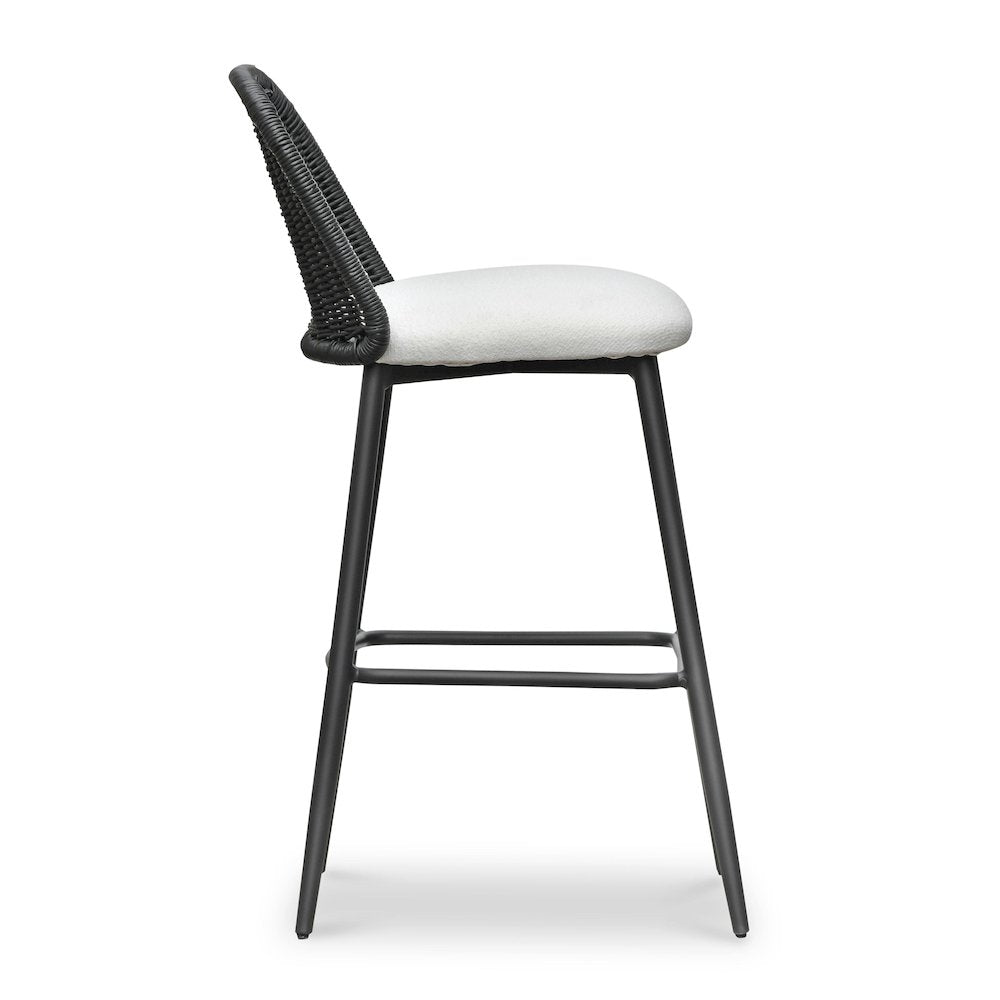 Alexa Black Rattan Performance Fabric Barstool