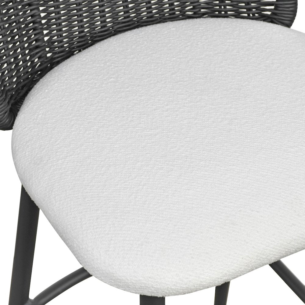 Alexa Black Rattan Performance Fabric Barstool