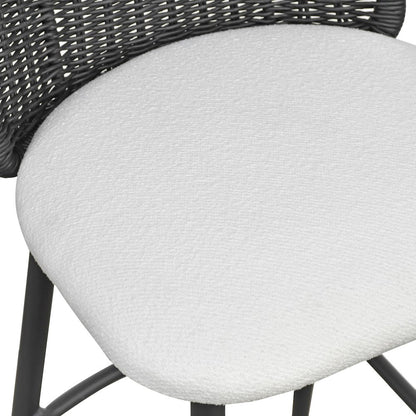 Alexa Black Rattan Performance Fabric Barstool