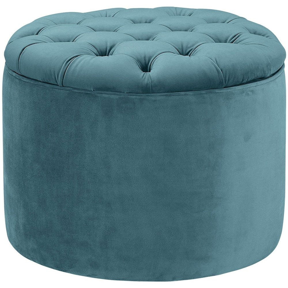 Queen Sea Blue Velvet Storage Ottoman