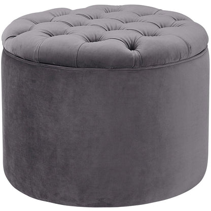Queen Grey Velvet Storage Ottoman