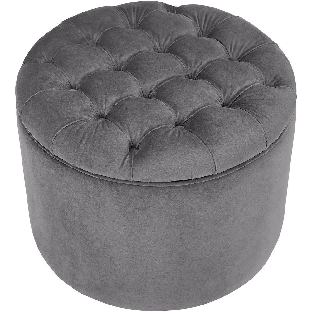 Queen Grey Velvet Storage Ottoman