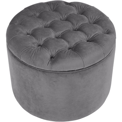Queen Grey Velvet Storage Ottoman