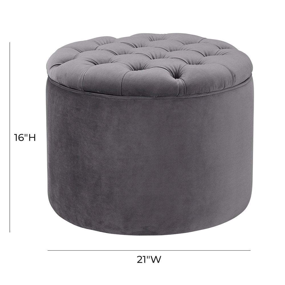 Queen Grey Velvet Storage Ottoman