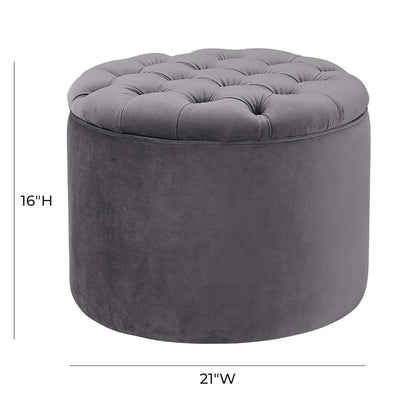 Queen Grey Velvet Storage Ottoman