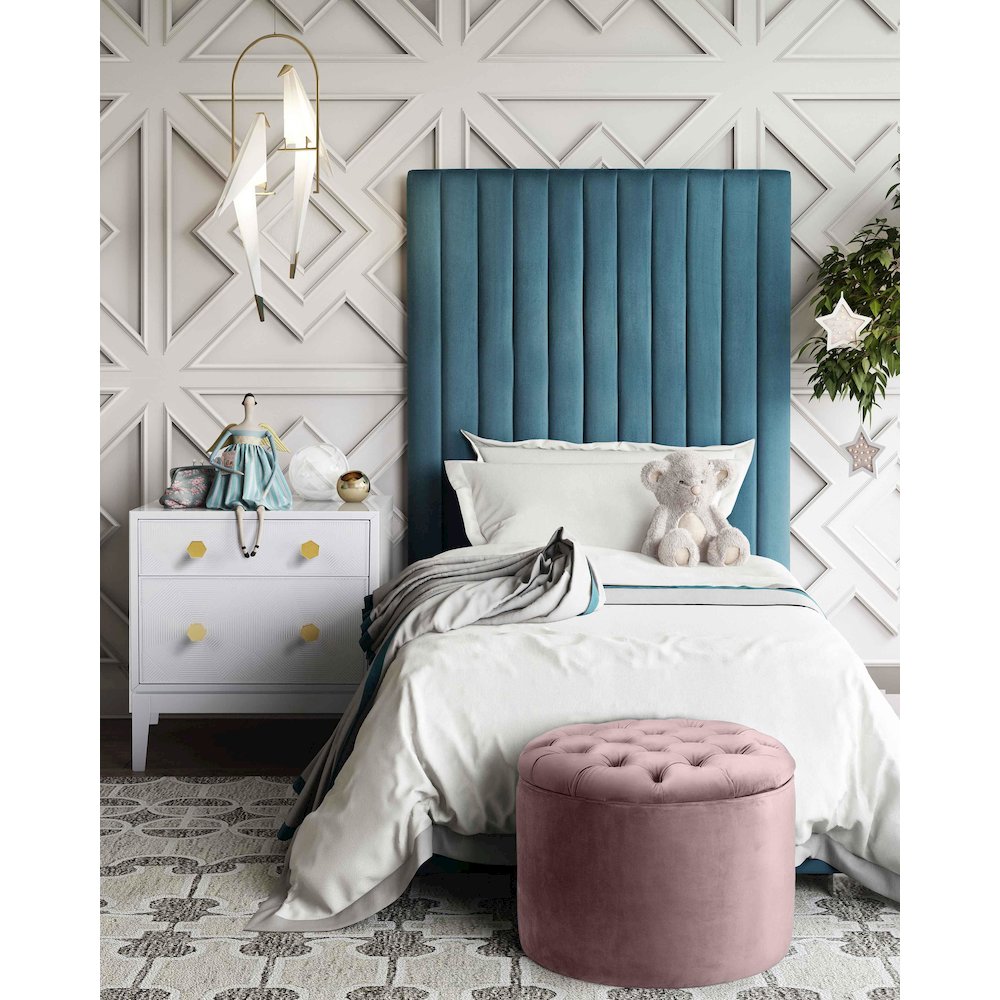Queen Mauve Velvet Storage Ottoman