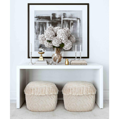 Inca Pouf Tassled Edges With Geometric Patterns