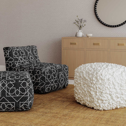 Cathy Cream Woven Pouf