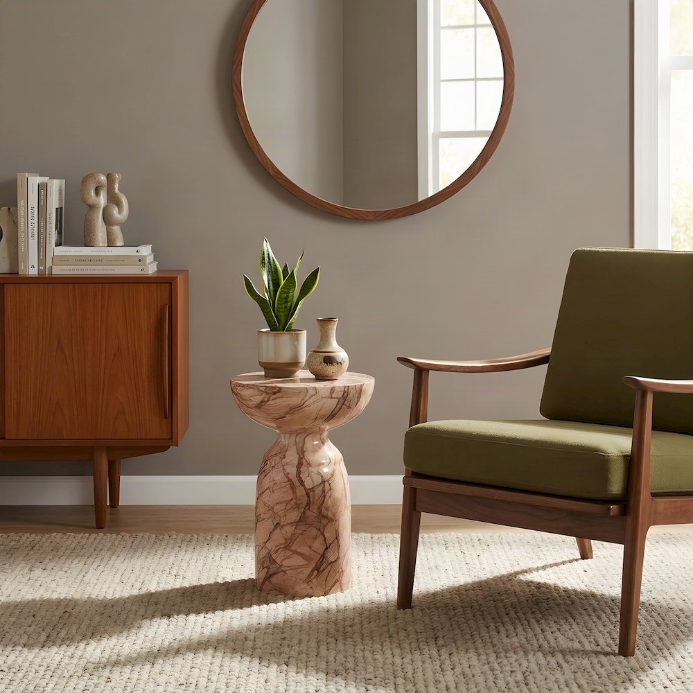 Concrete Marble Side Table, Outdoor Small Accent End Table Set, Sunset