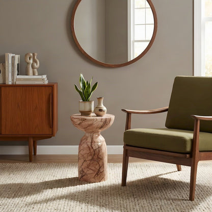 Concrete Marble Side Table, Outdoor Small Accent End Table Set, Sunset
