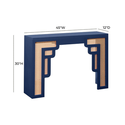 Suzie Navy & Rattan Console Table