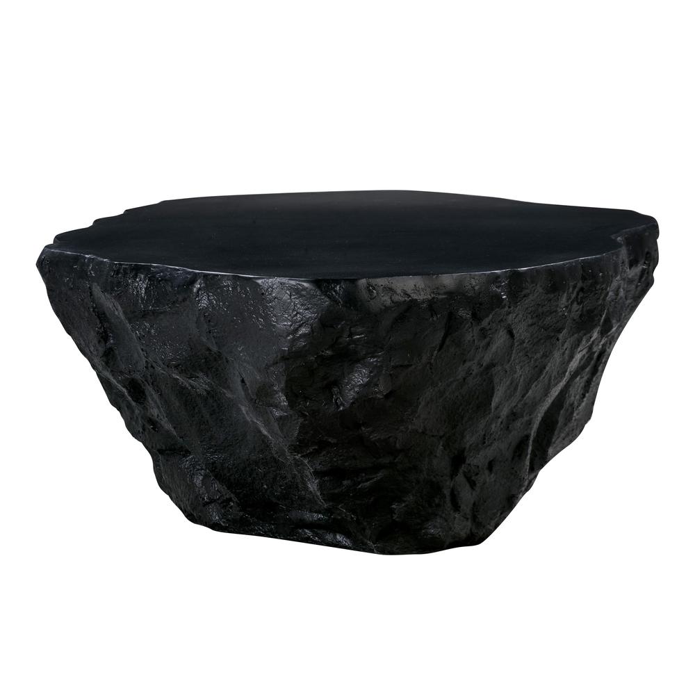 Crag Black Concrete Coffee Table, Black