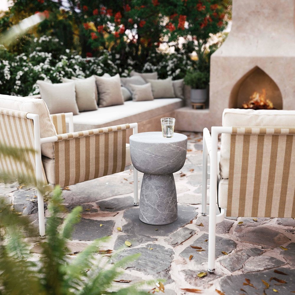 Charra Grey Faux Marble Indoor/Outdoor Side Table