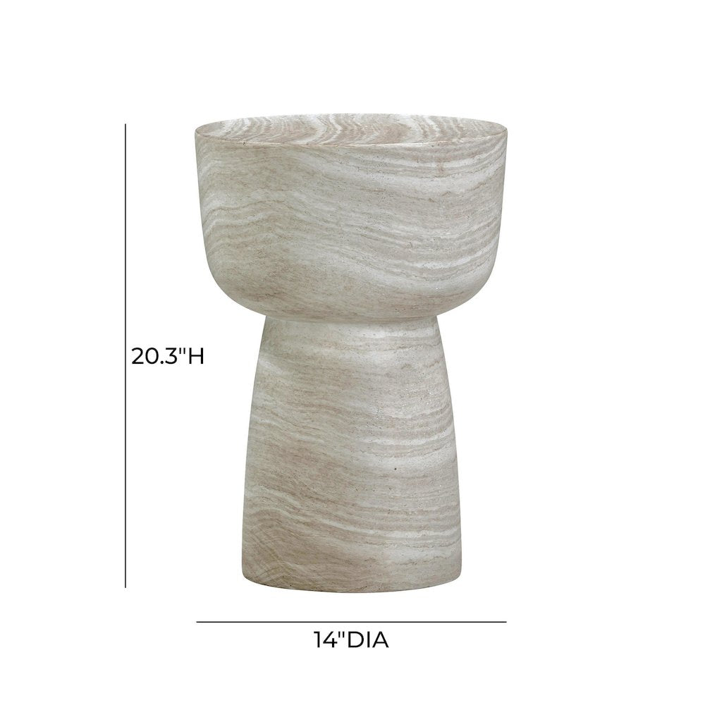 Charra Faux Travertine Indoor/Outdoor Side Table