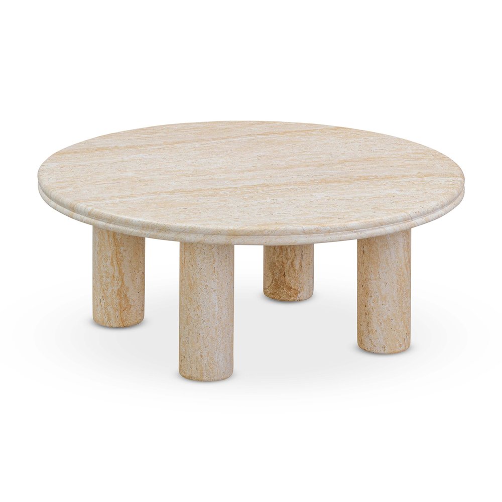 Amora Faux Travertine Indoor/Outdoor 32 inch Round Accent Table