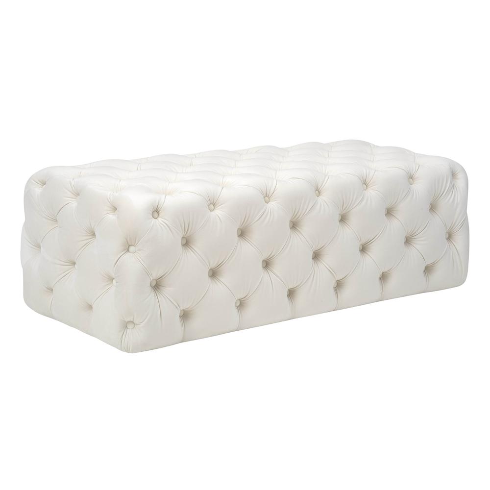 Kaylee Cream Velvet Ottoman