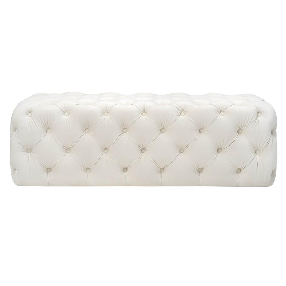 Kaylee Cream Velvet Ottoman