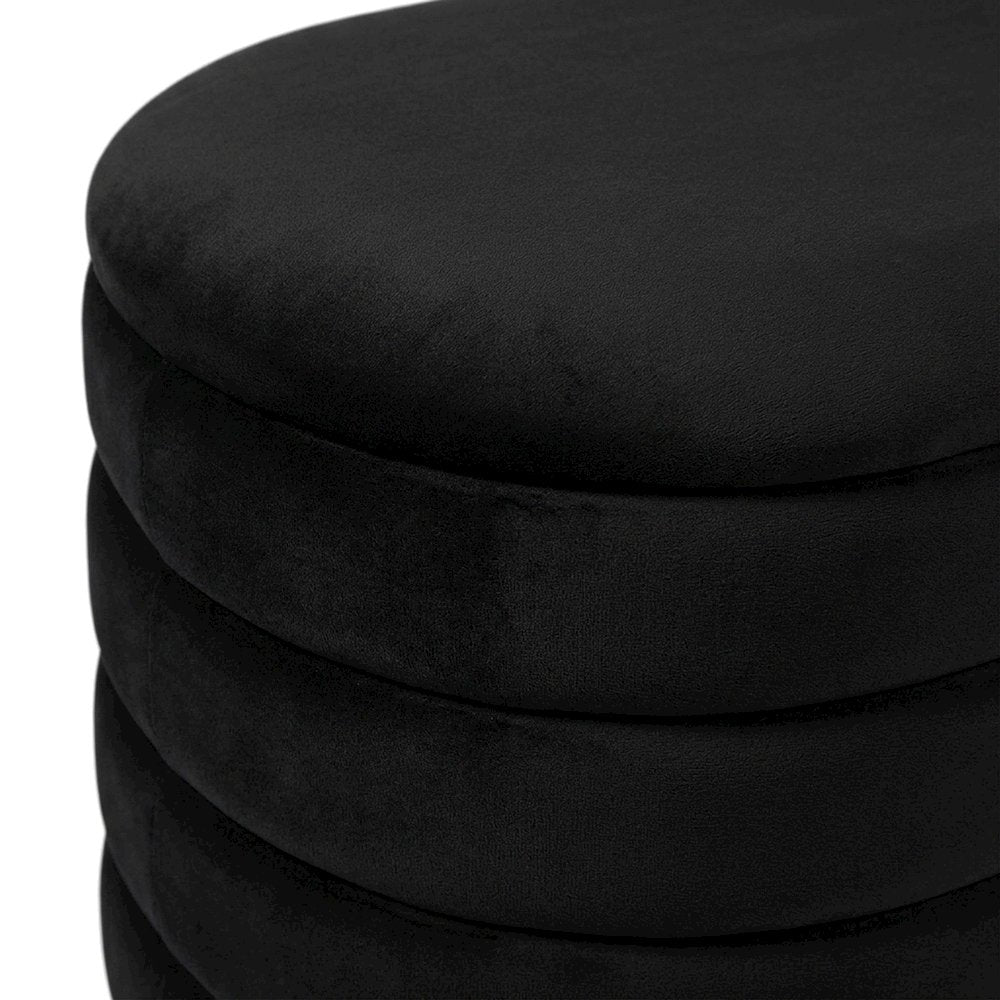 Velvet Upholstered Storage Bench, Ottoman with Hinged Lid