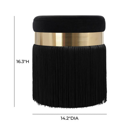 Melody Black Tasseled Ottoman