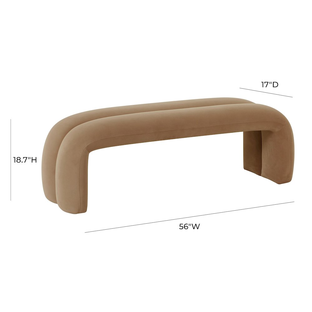 Leigh Taupe Velvet Channeled Bench