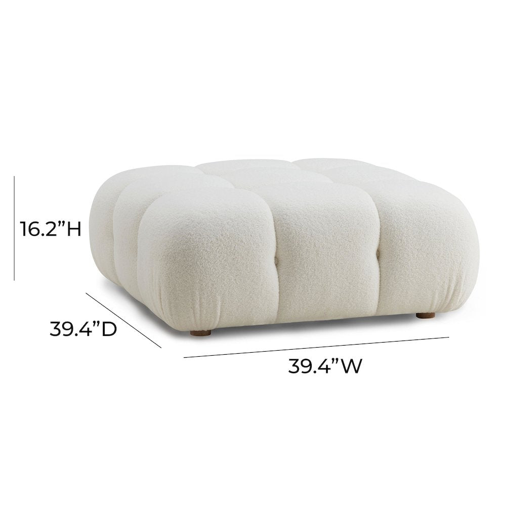 Calliope Cream Vegan Shearling Modular Ottoman